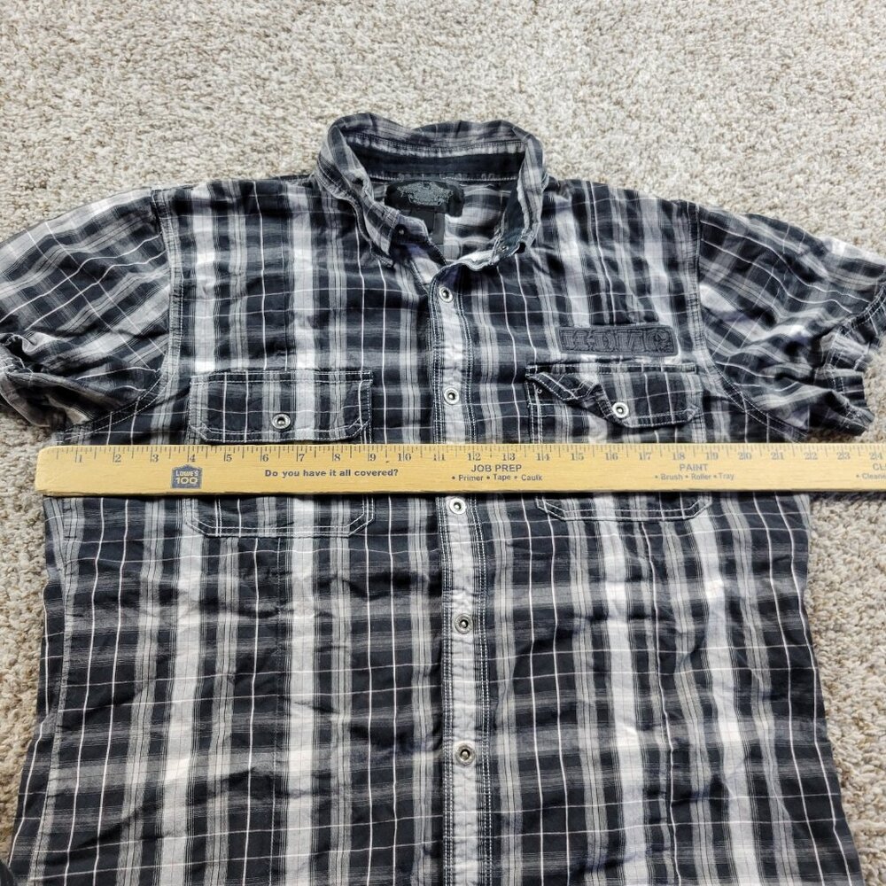 Harley Davidson Shirt Mens Large Button Work Shirt Embroidered Plaid Multicolor - Picture 3 of 7